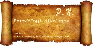 Petrányi Nikoletta névjegykártya