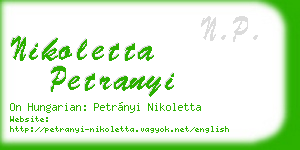 nikoletta petranyi business card